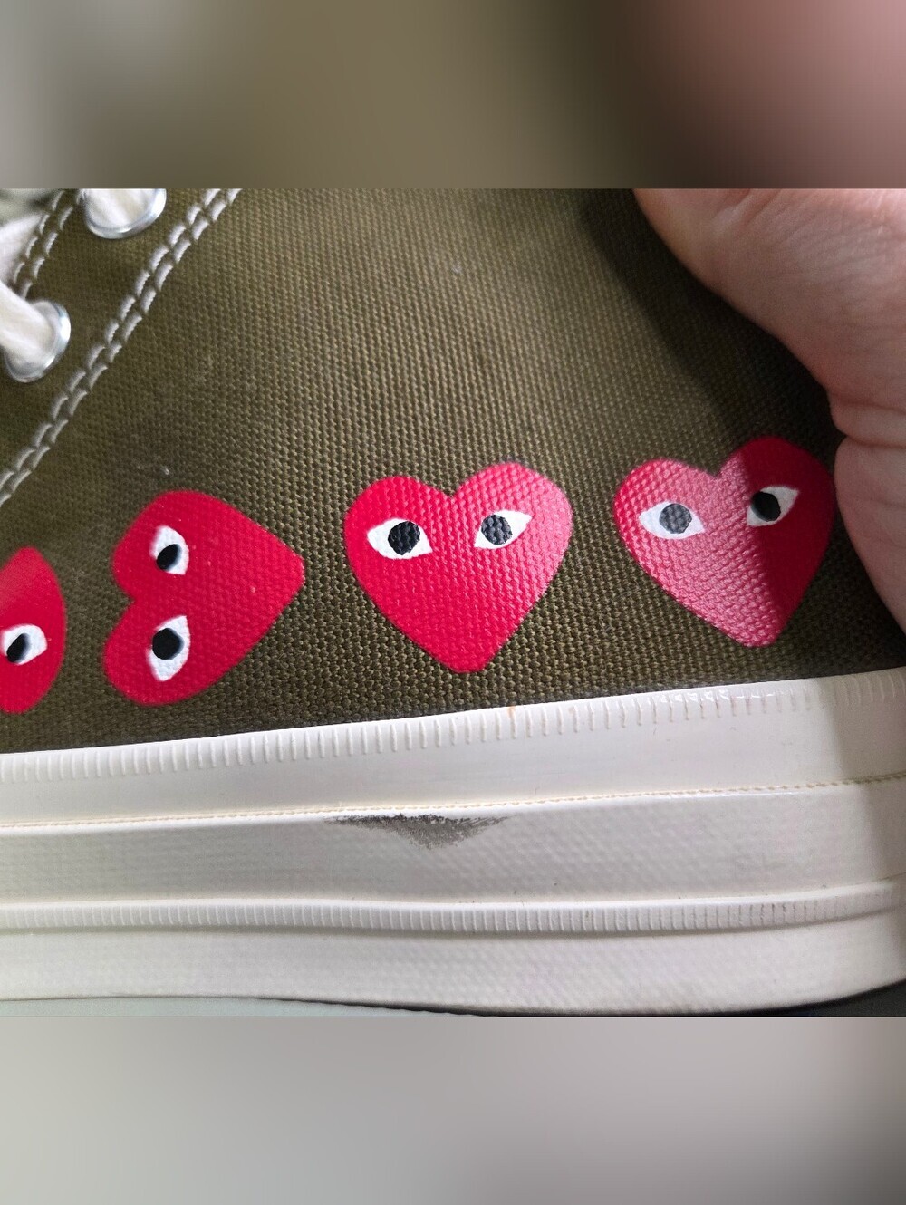 Comme des Garçons Play x Converse Chuck 70 Top High Multi Heart Womens Sz 7 - Picture 9 of 15